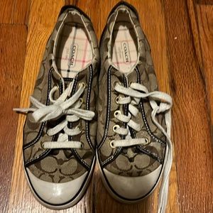 Brown and tan with white coach sneakers size 7 women’s